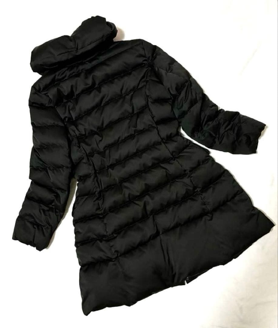 自由区】ロングダウンコート ショールカラー 黒 女優襟 軽量 洗える 40