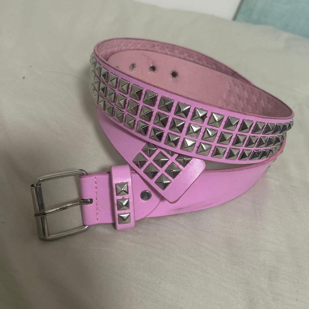 OneMall provides Mercari products: ピンク レザースタッズベルト y2k