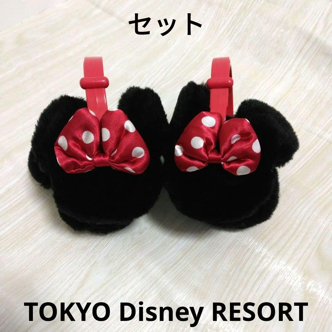ディズニー　ミニー　イヤーマフ　赤　リボン　耳当て　セット　ペア　２つ　ミッキー 美品】ディズニー Disney イヤーマフラー 耳当て リボン ミニー minnie