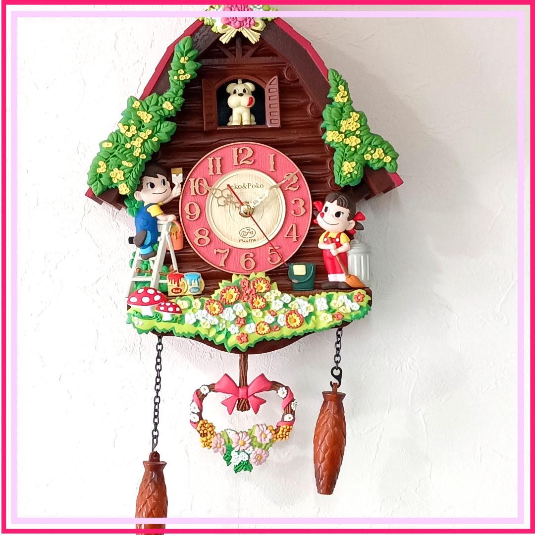 不二家 懸賞 ペコちゃん 振り子時計 壁掛け 赤 レトロ 非売品 ジャンク