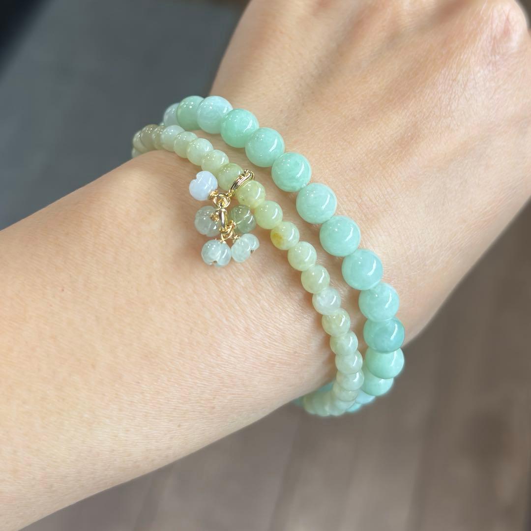 値下げ　ミャンマー産 天然本翡翠　A貨　氷種 黄翡翠　4.9mm ブレスレット