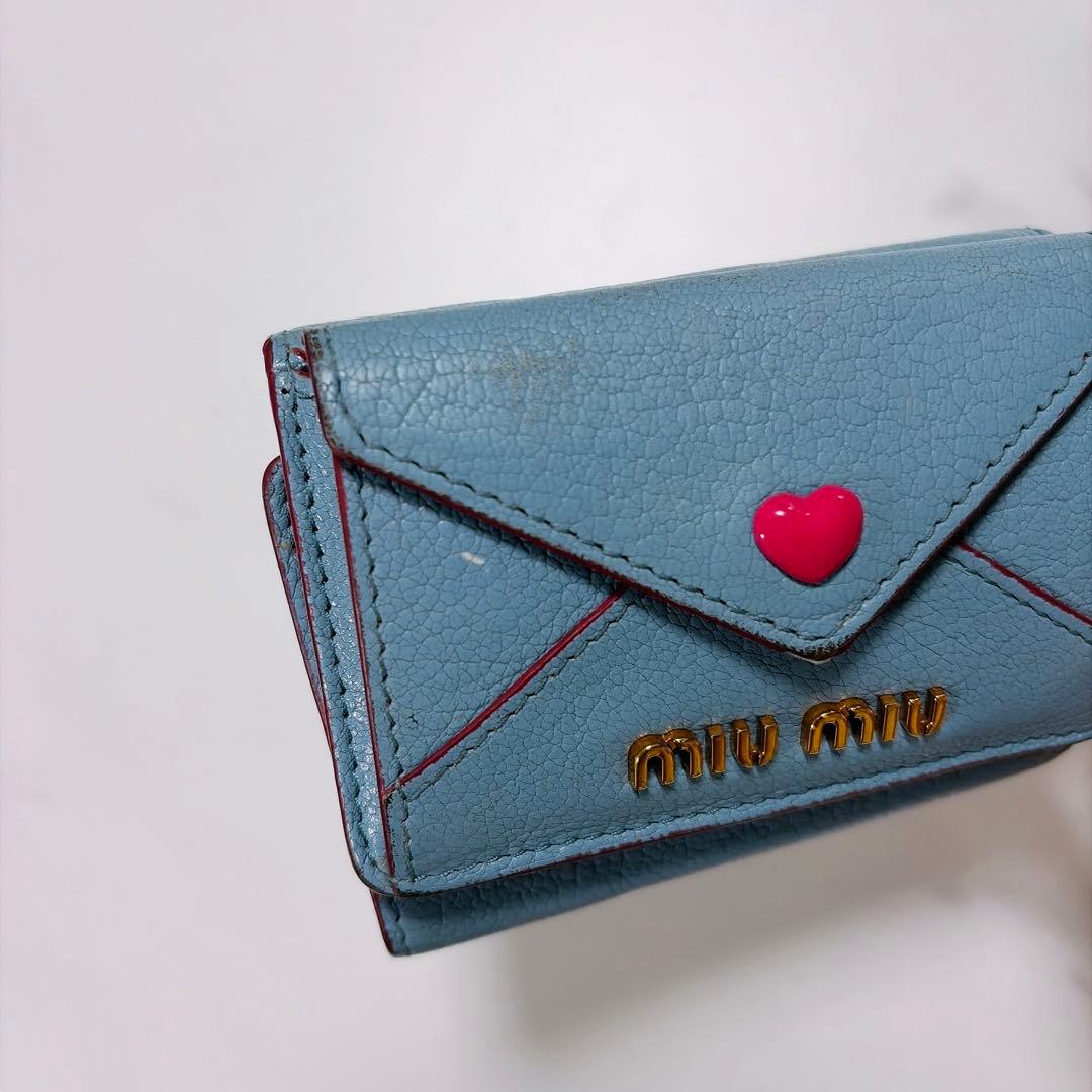 miumiu】美品☆ミュウミュウ 三つ折りミニ財布 レター型マドラス