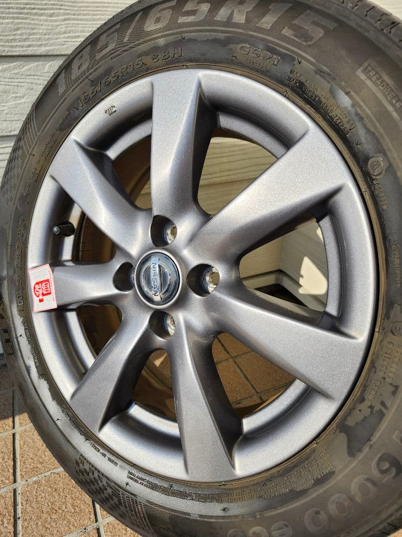 送料込 185/65R15 タイヤ付アルミホイール4本 E12ブラックアロー