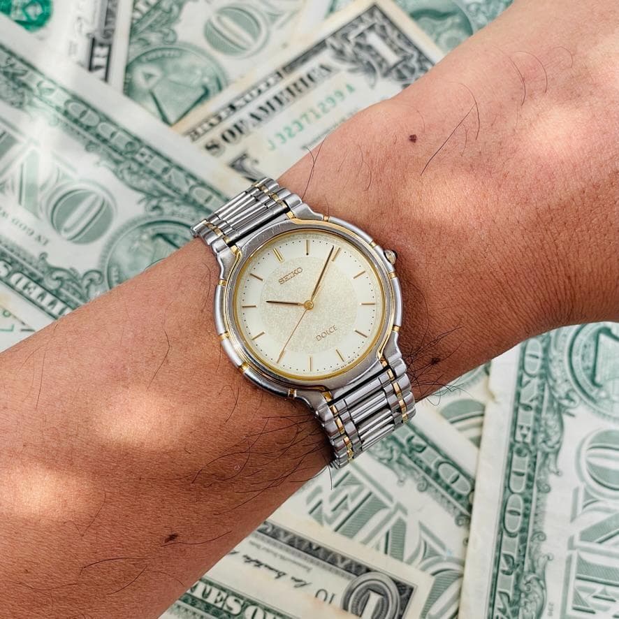 腕時計メンズ電池交換済みセイコーSEIKOドルチェ5E31-6E10クォーツ中古