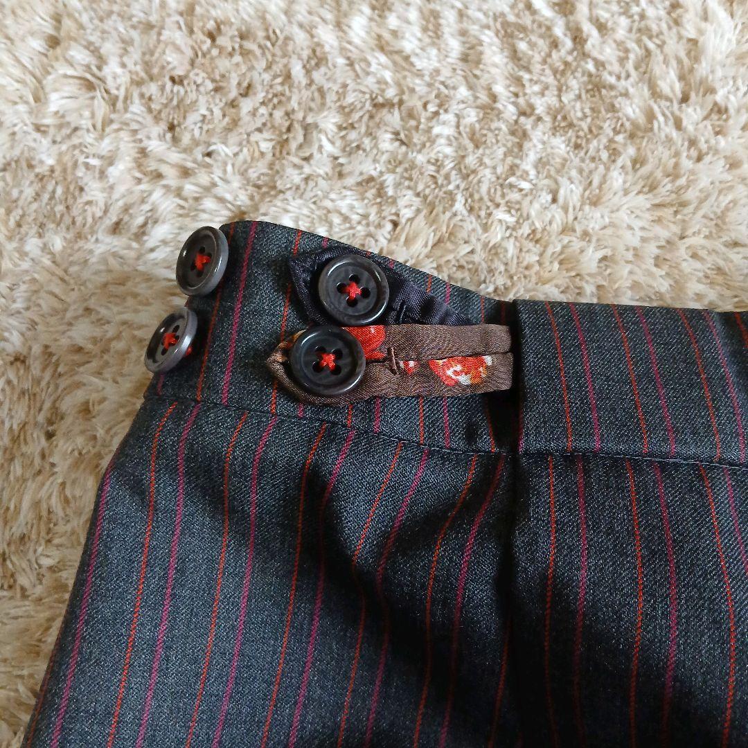 美品】 ポールスミス ブラック パンツスーツ ストライプ 裏地花柄 総裏