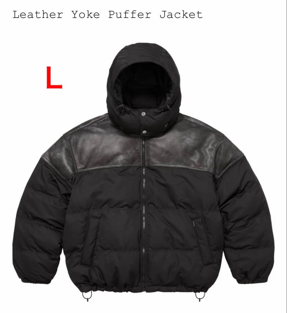 Supreme Leather Yoke Puffer Jacket L - メルカリ