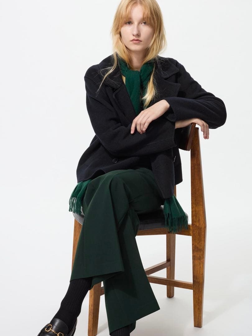 新品 ダブルフェイスショートコート リラックスフィット ネイビー Sサイズ ユニクロ公式 | ダブルフェイスショートコートリラックスフィット