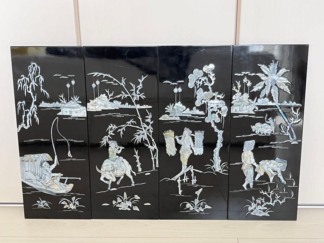 螺鈿、螺鈿細工、壁掛け、飾り、伝統工芸、塗り、美術品、古美術、漁