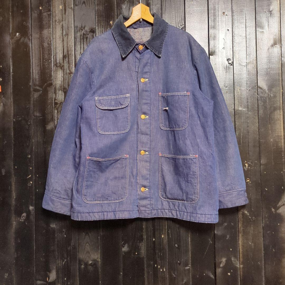 70s wrangler カバーオール 濃紺 ブランケット 台襟 コーデュロイ