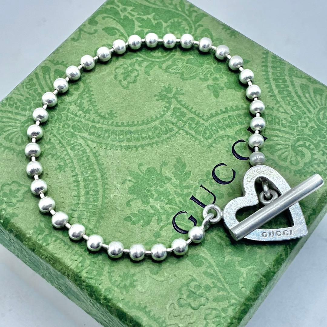 美品】GUCCI グッチ ボールチェーン ブレスレット トグル ハート 19