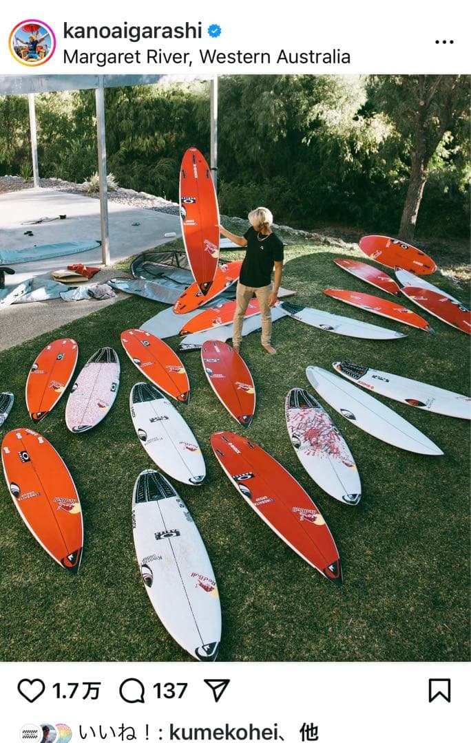 カノア五十嵐 本人直筆ペイント&使用 シャープアイサーフボード - メルカリ