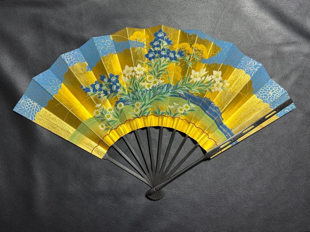 扇子　33.5cm 十松屋福井扇舗　狂女扇　妻紺　秋草図　仕舞扇　能楽　着物