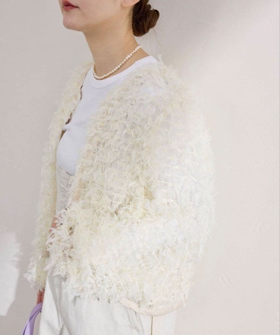 【IENA】チュールテープカーディガン 追加予約》チュールテープ カーディガン（カーディガン）｜IENA