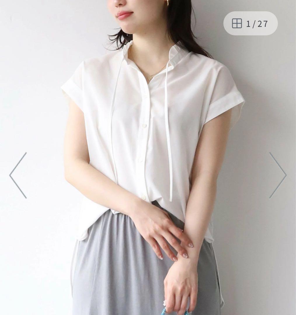 タグ付き MICA＆DEAL フリルカラースキッパーブラウス シャツ ホワイト タグ付き MICA＆DEAL フリルカラースキッパーブラウス シャツ ホワイト