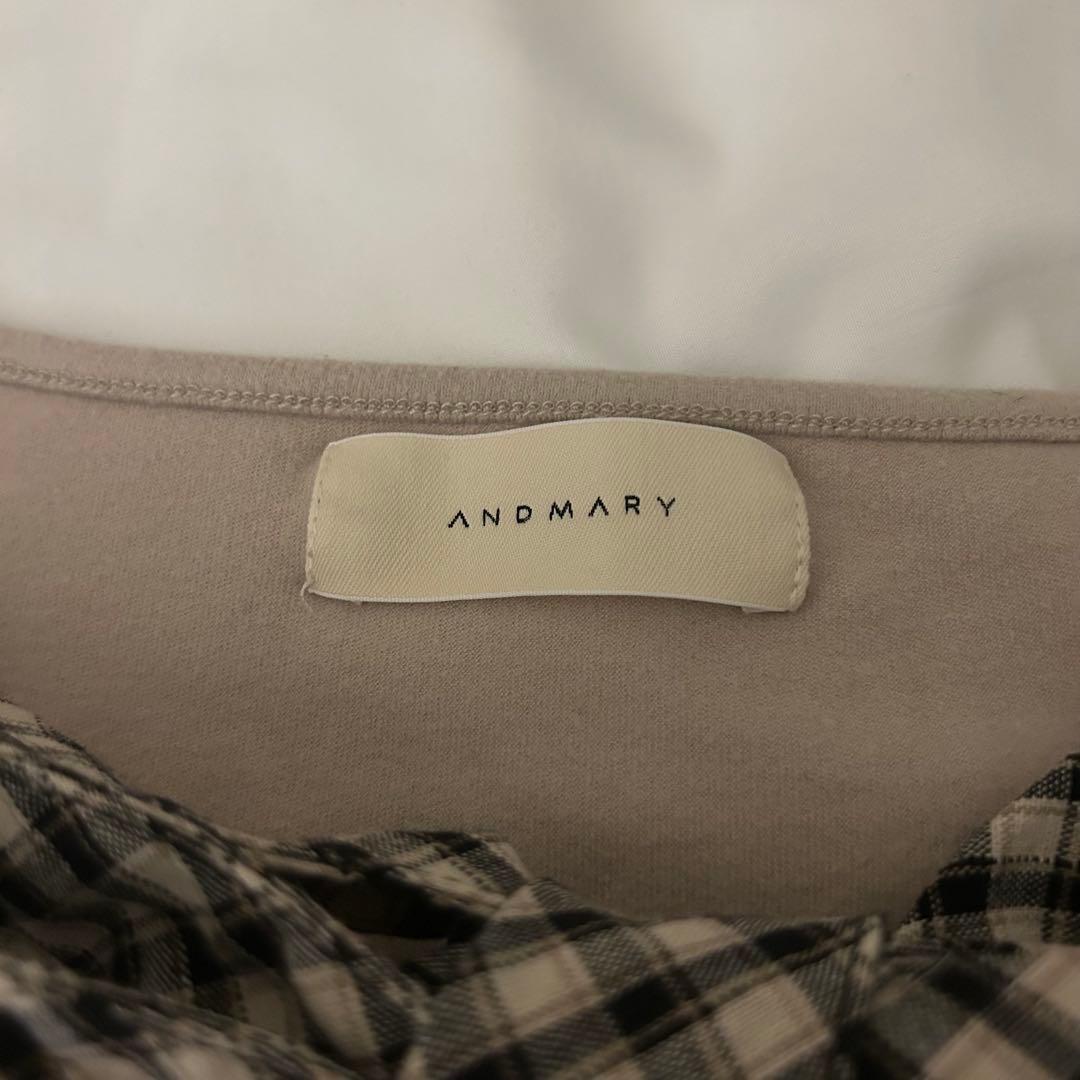 andmary Ami ribbon check tops beige - メルカリ