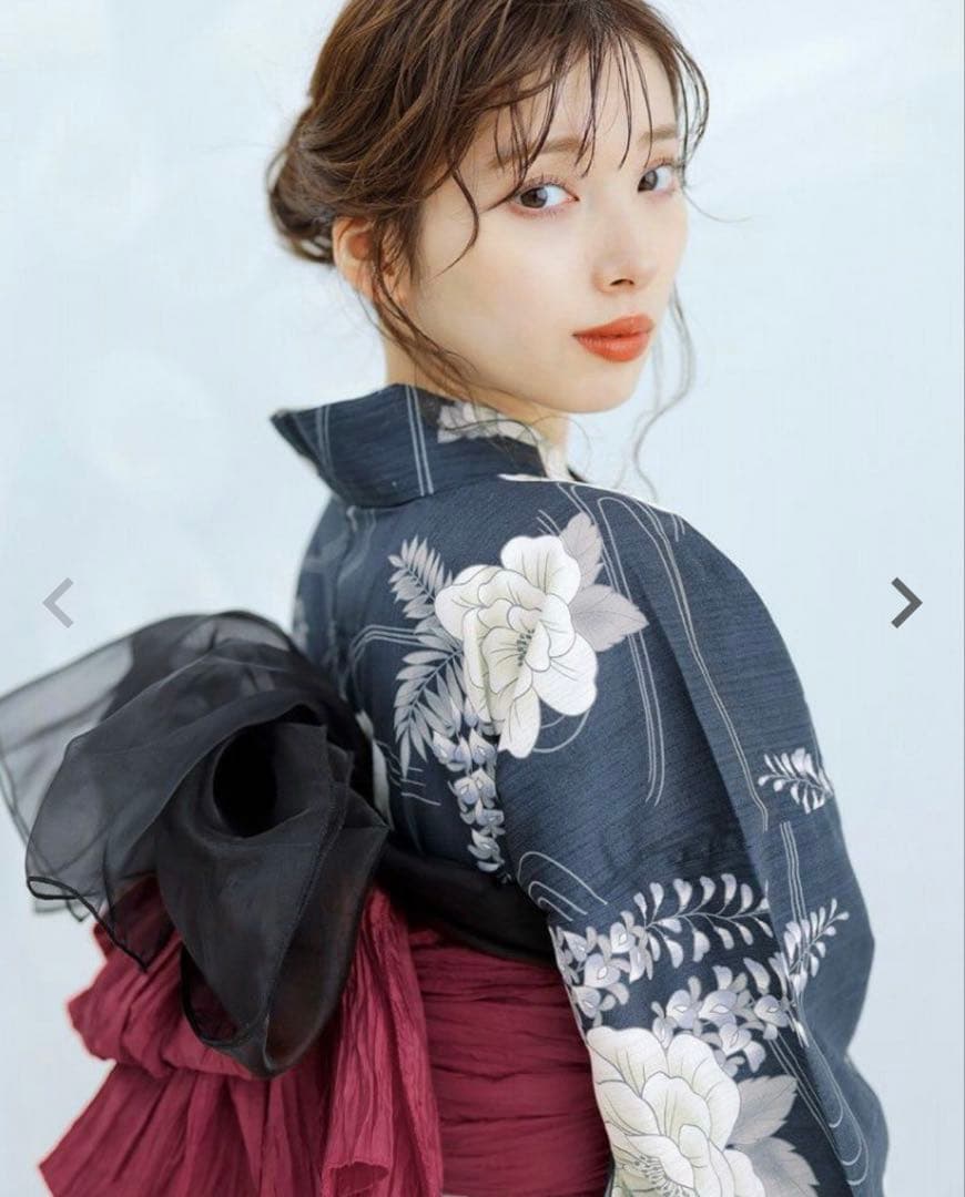 【凪の藤ながれ】浴衣5点セット(ゆかた・帯・下駄・着付けマニュアル・腰ひも) 如月の凪椿 | Dita（ディータ）オフィシャルストア