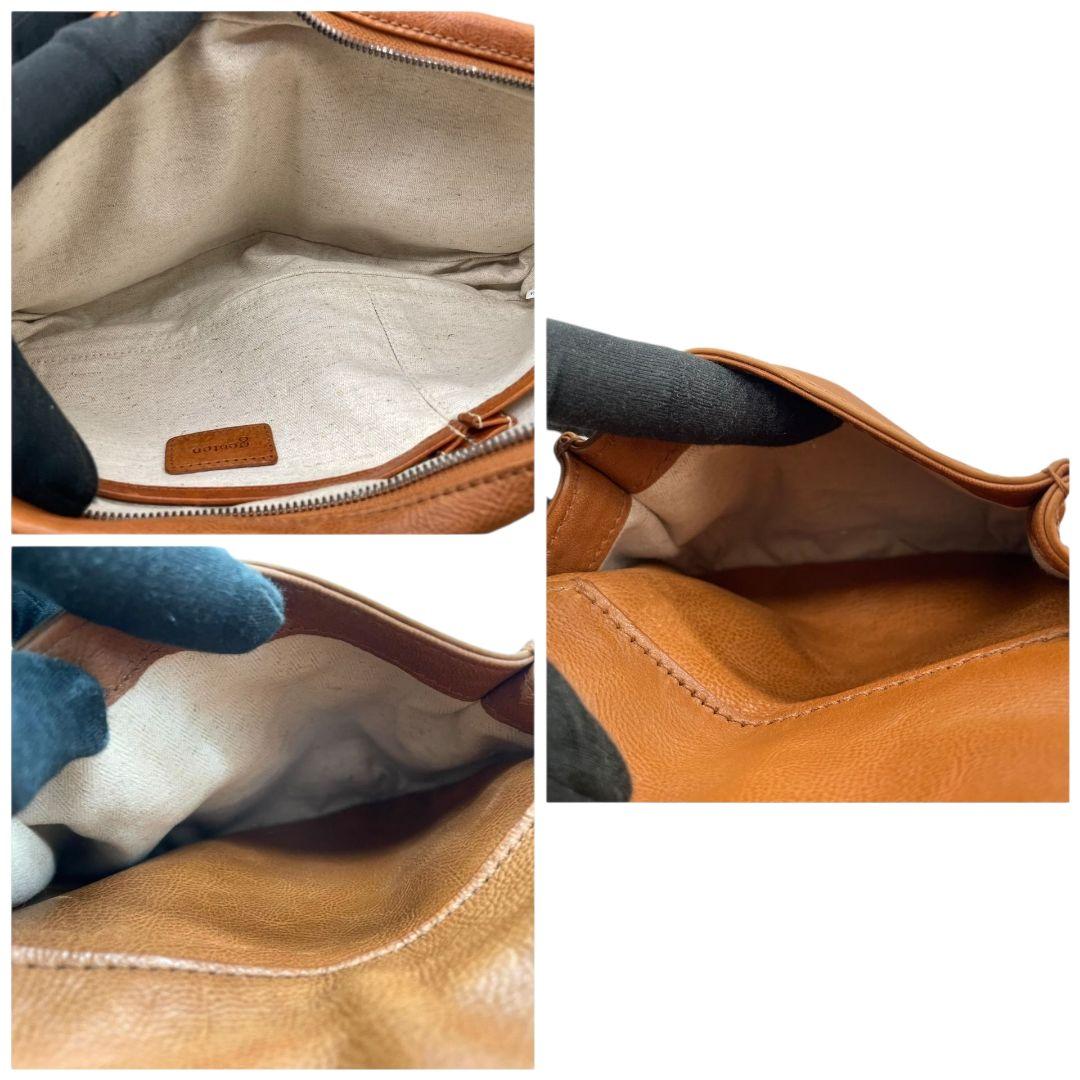美品 ゲンテン ボディバッグ 茶 ウエストポーチ フラップ レザー s65