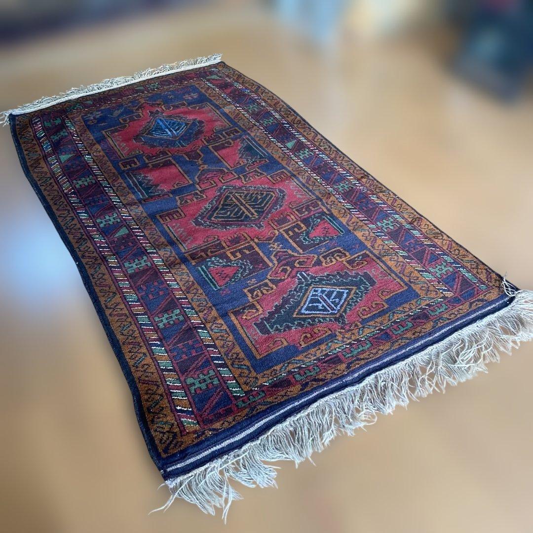 アフガニスタン産 トライバルラグ バルーチ族作 手織り カーペット ラグ 絨毯 アフガニスタン ヴィンテージラグ オールド手織り絨毯 トライバルラグ