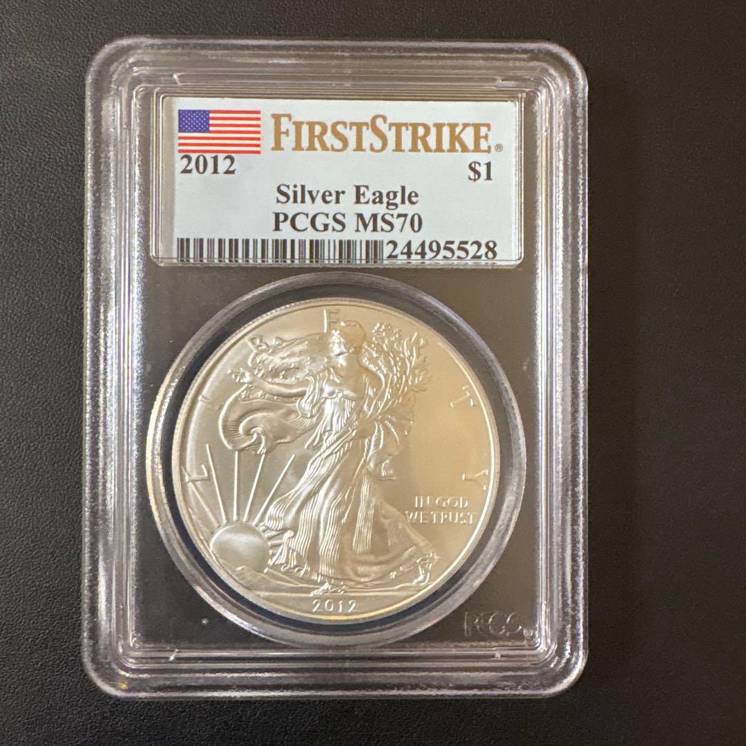2012 イーグル銀貨　PCGS MS70 first strike PCGS Silver Eagle MS70 Type 1 First Strike .999 Fine Silver - Free