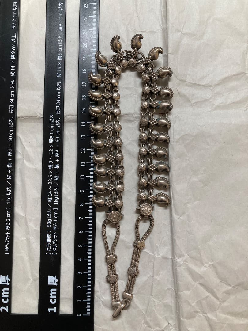 ヴィンテージ 伝統 インド ラジャスタン シルバー ネックレス 79.55g