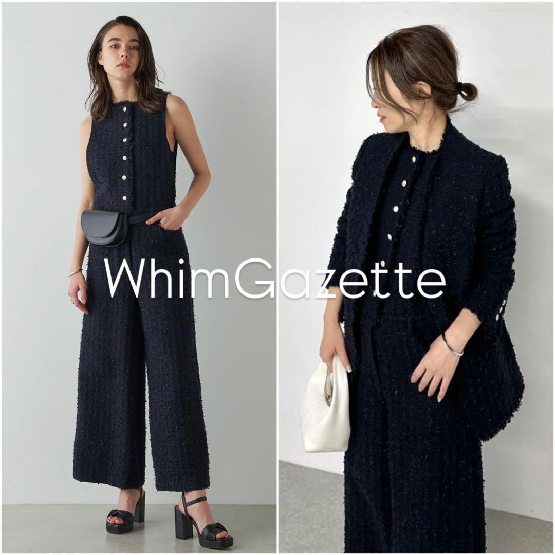 美品】WhimGazette定価7.7万ツイードジャンプスーツ ネイビー - メルカリ