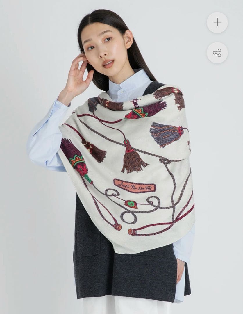 新品！現行品　マニプリ　ウールシルクストール　120 ブレードタッセル　大判 ウールシルクストールヘリンボーン織120＞ブレードタッセル – manipuri