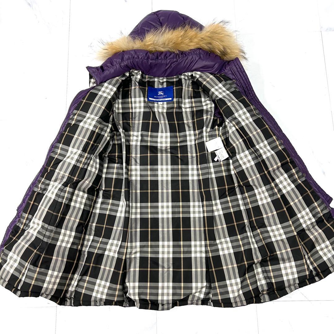 バーバリーブルーレーベル ノバチェック ロングダウンコート