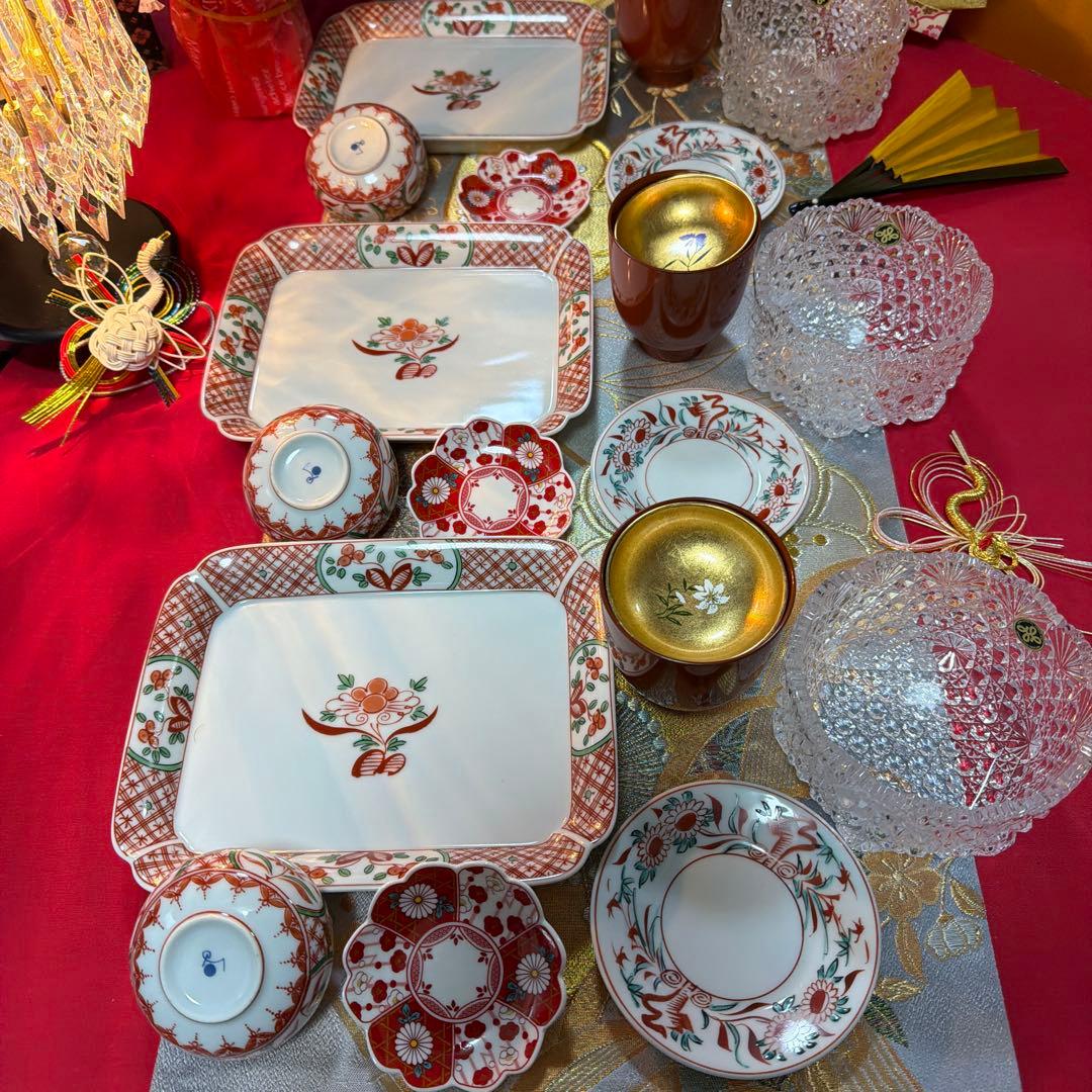 春　赤絵金彩小鉢　HOYAクリスタル亀甲つなぎ紋　No.5-3