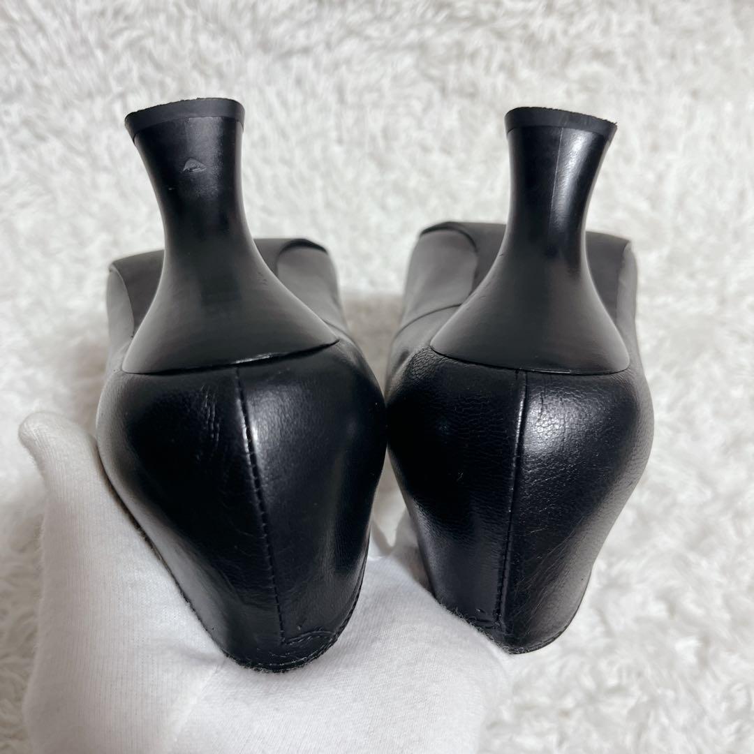 ワコール　サクセスウォーク スクエアパンプス 定番　レザー　黒　24.5cm