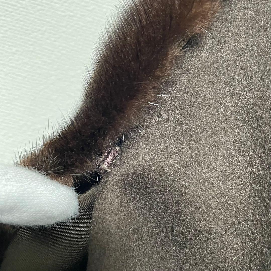 極上の肌触り】ファーロングコート カシミヤ100 ミンク タグ付き A