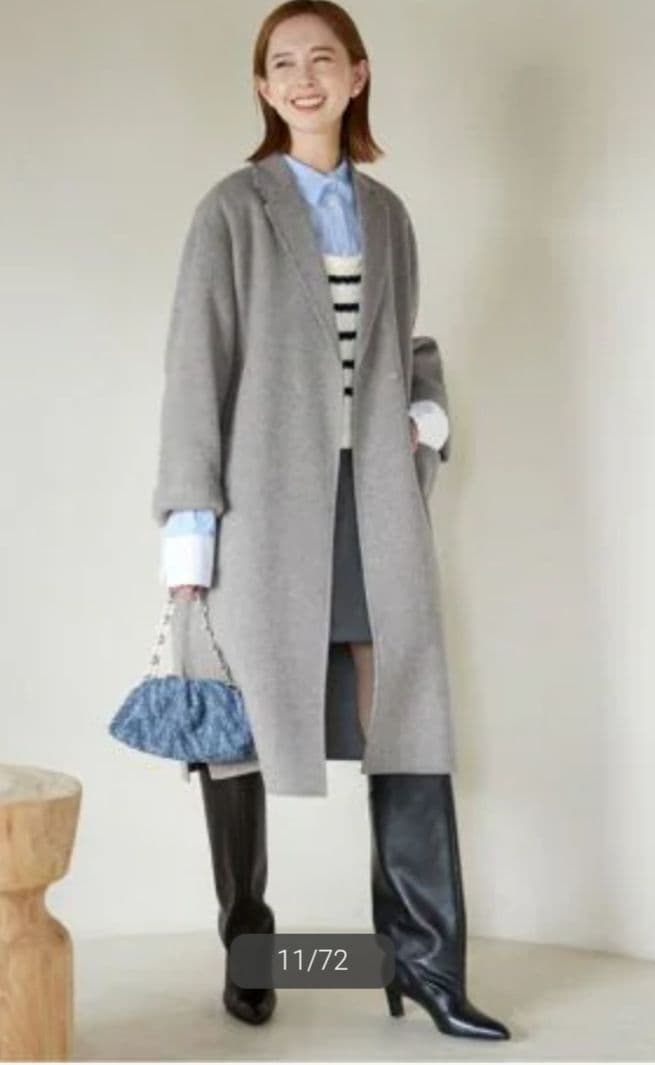 HAMILTONダブルフェイスロングチェスターコート スローブイエナ グレー36