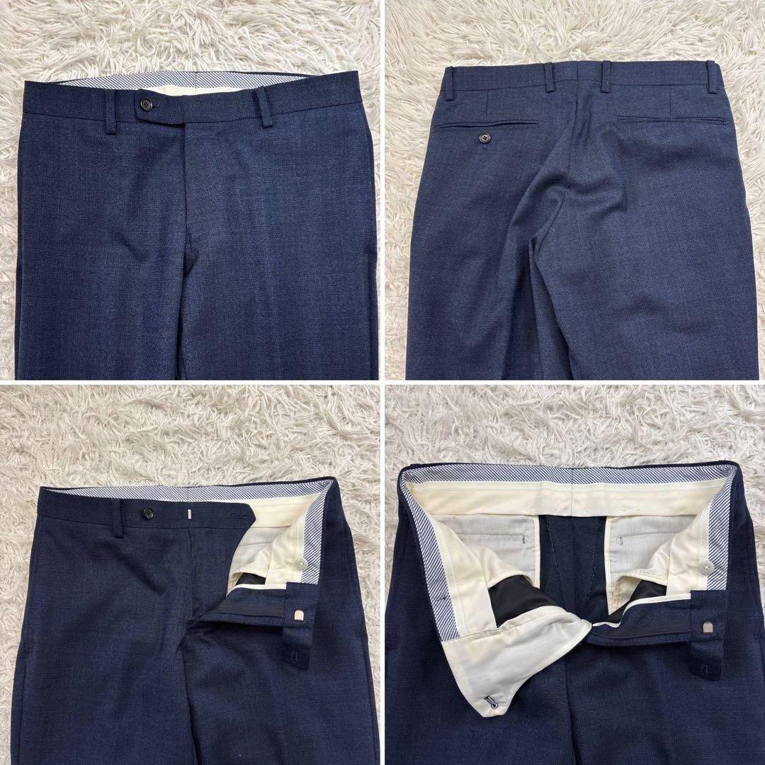 美品☆【タカキュー】ダブルベスト ピンチェック 3ピース ネイビー Y4