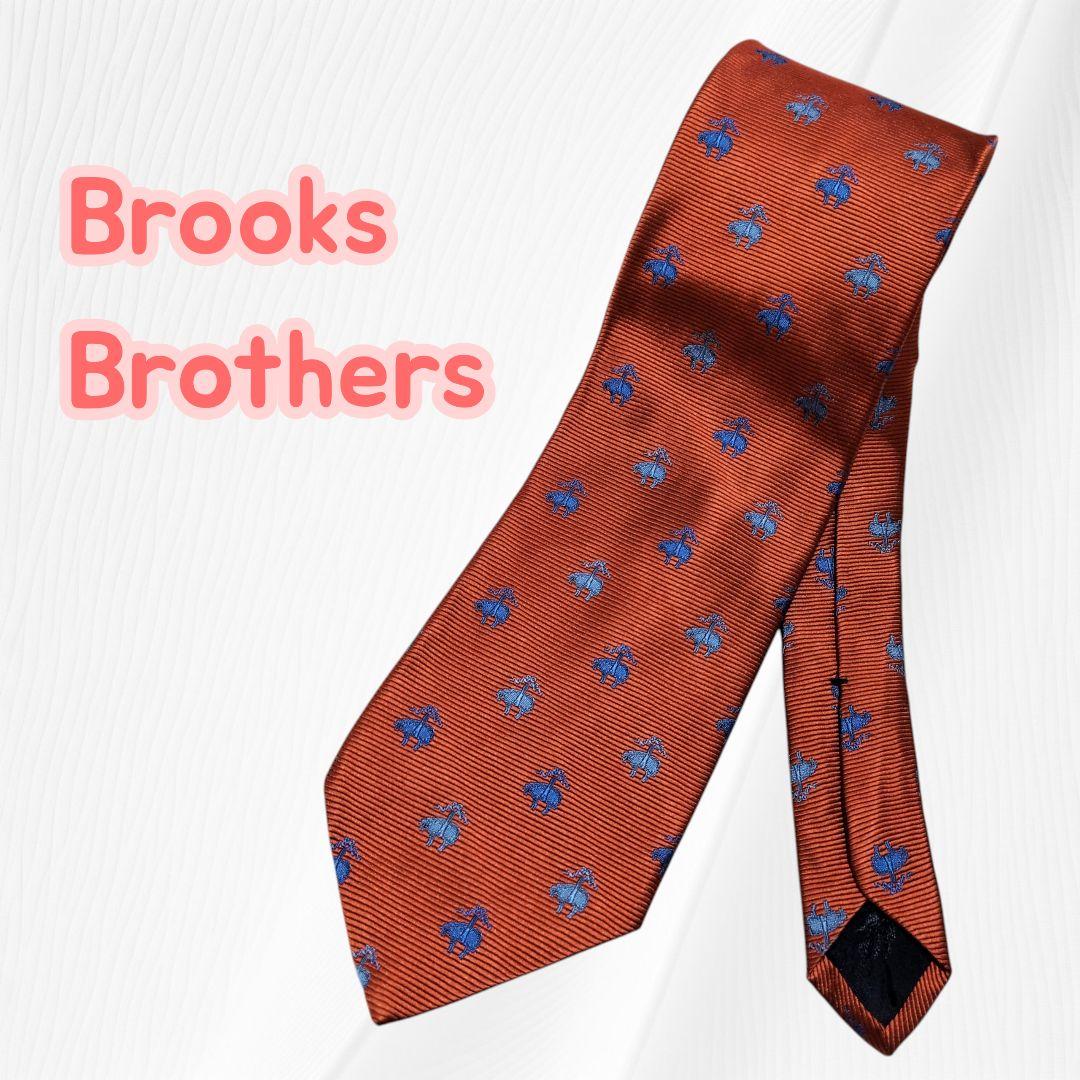 ブルックスブラザーズ USA製 シルクネクタイ オレンジ 総柄 - メルカリ
