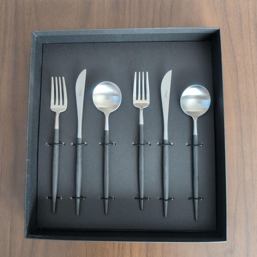 正規品　クチポール　ゴア　デザートセット　ブラック　シルバー　6点 Cutipol（クチポール） 正規品 カトラリーセット GOA デザート 6点