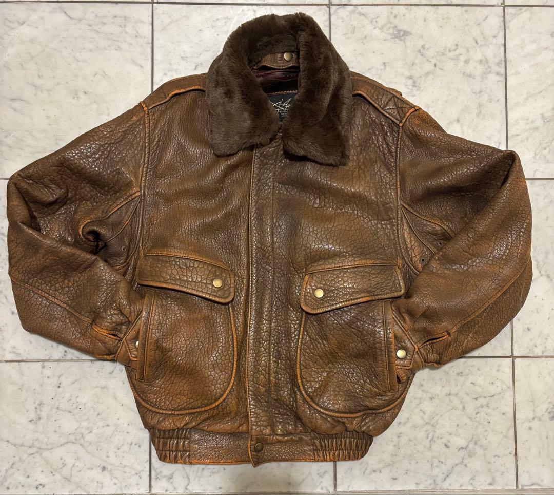 【本革】90s フライトジャケット A2タイプ 短丈　海外ボーイ 雰囲気抜群 80s 90s vintage 短丈 A2 本革 ヴィンテージ フライト