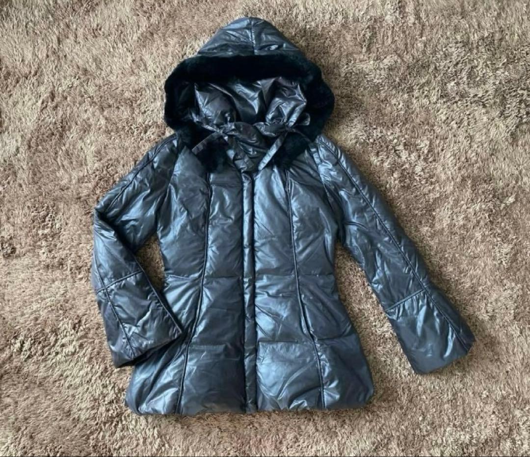 エムズグレイシー ロング ダウン コート ジャケット リボン Aライン ファー ダウンコート レディース超ロング ダウンジャケット フェイクファー