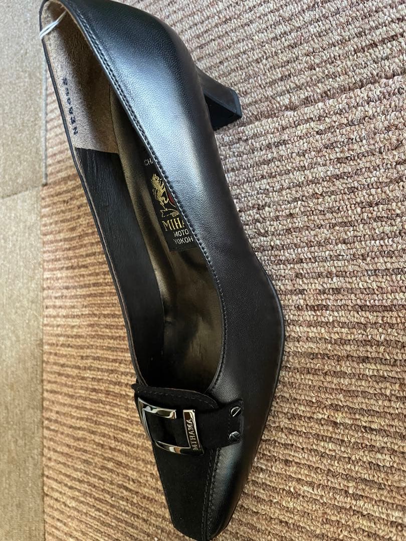 MIHAMA 黒 レザー バックル付き靴 22.5cm