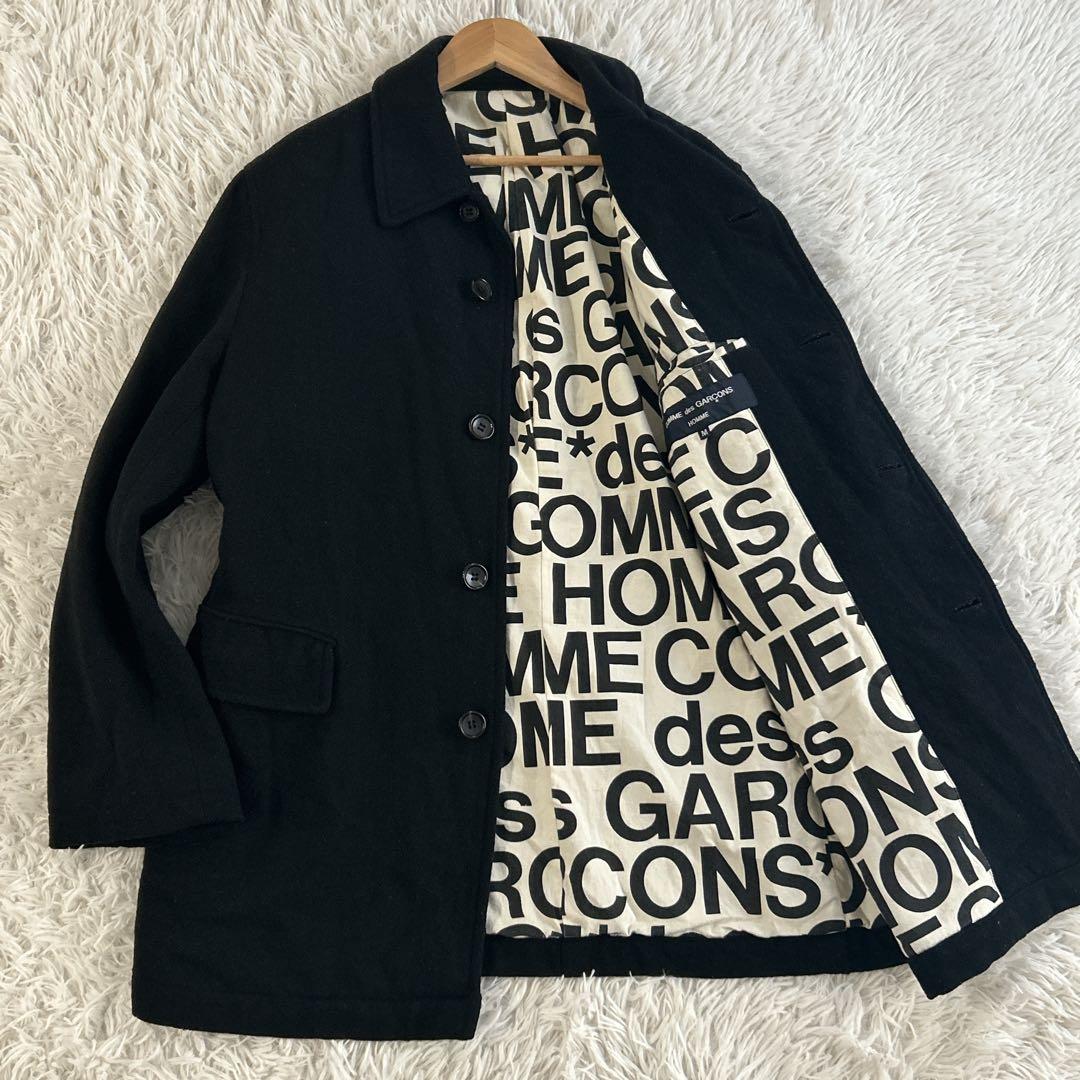 希少品✨ コムデギャルソンオム ウール ステンカラー ショートコート 裏地ロゴ エアリーウールビーバー 2WAY ステンカラー ショート コート