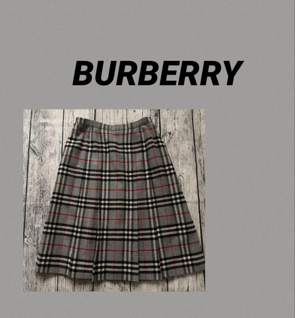 BURBERRY ◇ ノバチェック ウール プリーツスカート グレー - メルカリ