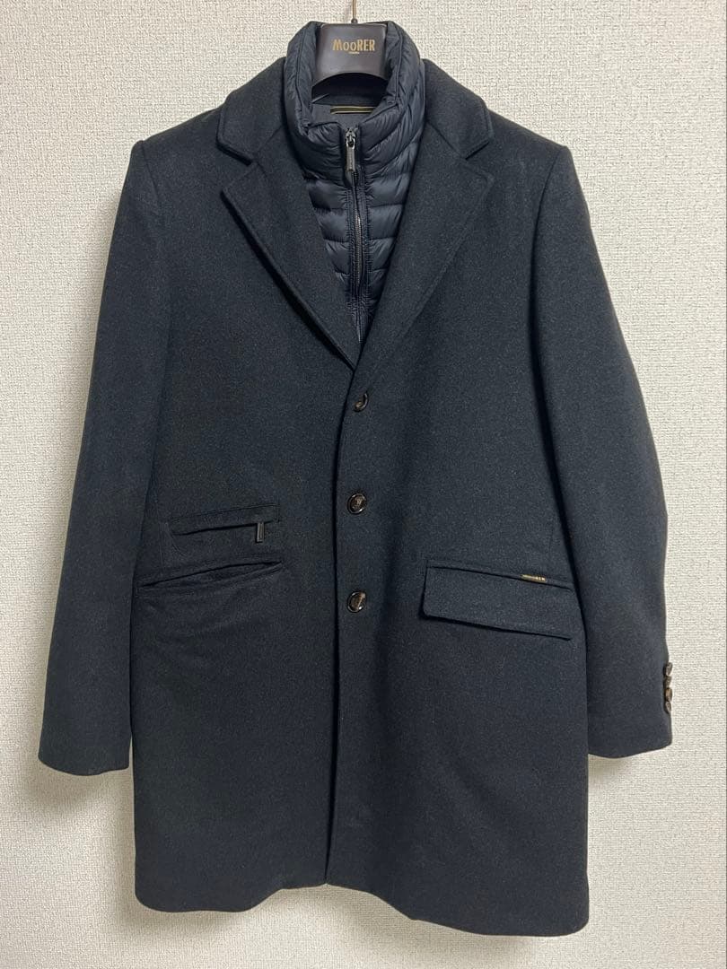 MOORERチェスターコート カシミア100%Harris-Tl 52グレー SALE｜MOORER ムーレー / HARRIS-LE カシミヤ混ウール 3Bシングル