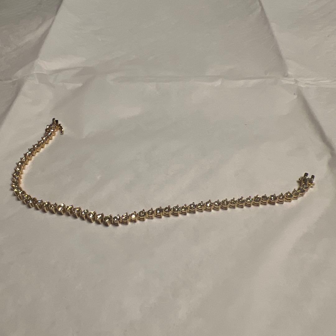 【超美品 】K18 豪華3.1ct ダイヤモンド テニスブレスレット 9.0g