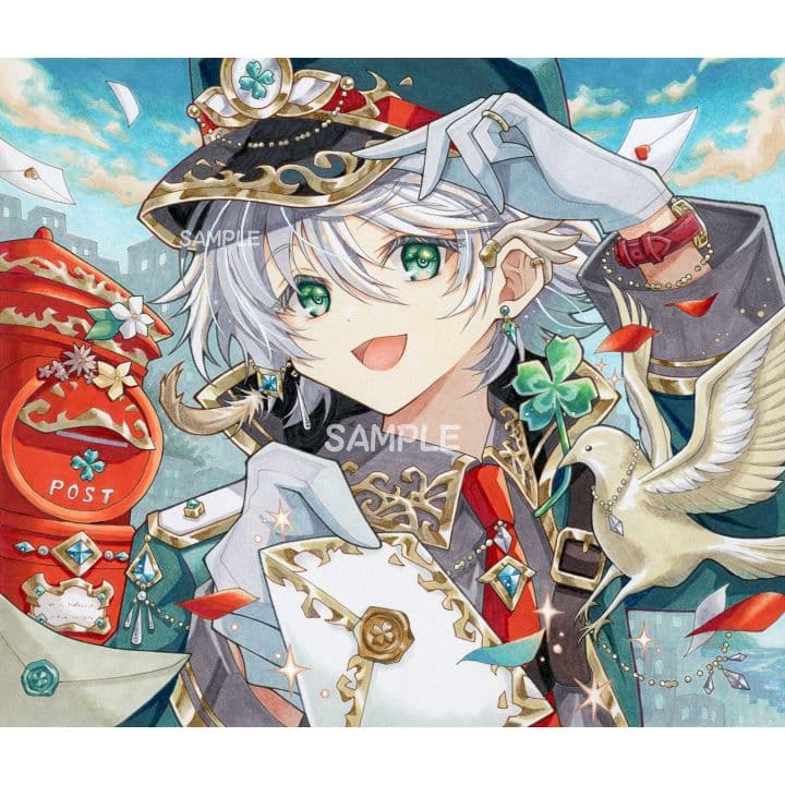 手描きイラスト色紙＆ポストカード5枚セット【Postman】原画/オリジナル 手描きイラスト色紙＆ポストカード5枚セット【Saturn】原画/オリジナル