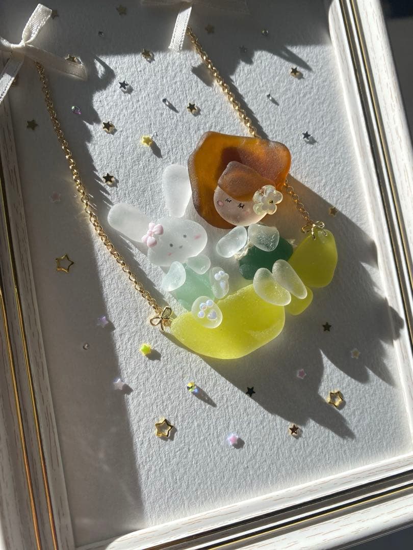 シーグラスアート 「月のブランコに乗って願いごと♡」 - メルカリ