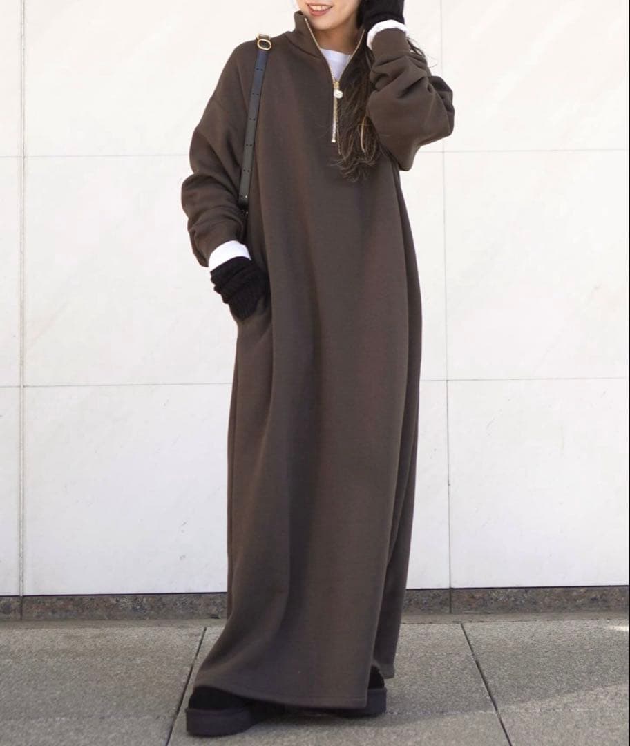 APSTUDIOウォームジップドレス ブラウン36 新品タグ付き Warm ジップ ドレス（ワンピース）｜Deuxieme Classe（ドゥーズィエム