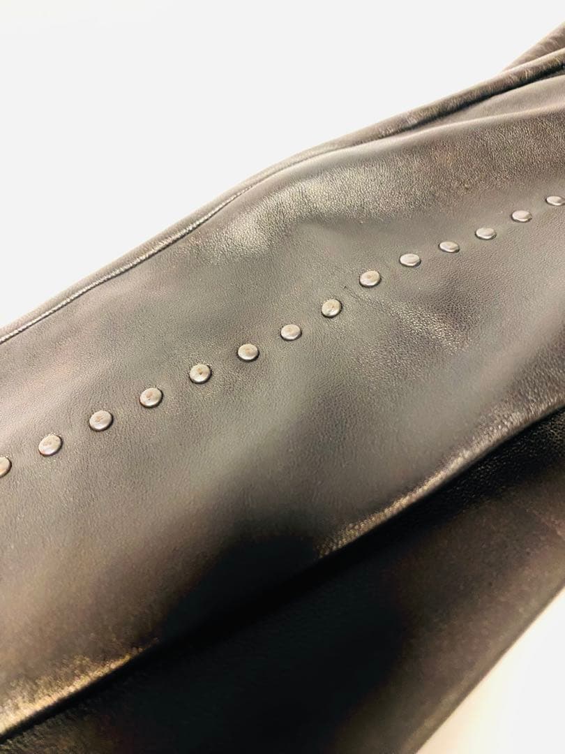 美品 定価20万 エルメス ラムレザー ロンググローブ スタッズ 箱 6.5