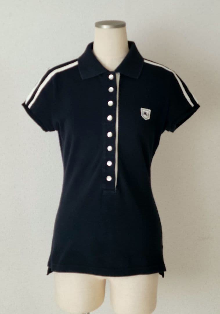 BURBERRYBLUELABELバーバリーエンブレム付きロング丈ポロシャツ38