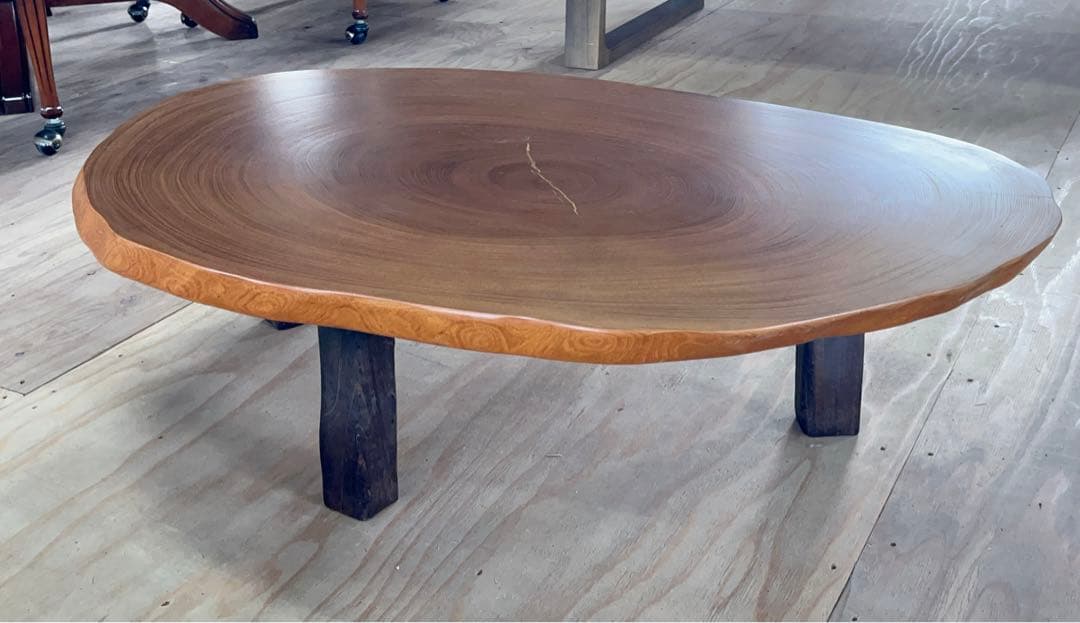 一枚板 座卓 天然木 テーブル ローテーブル 脚付き -304-