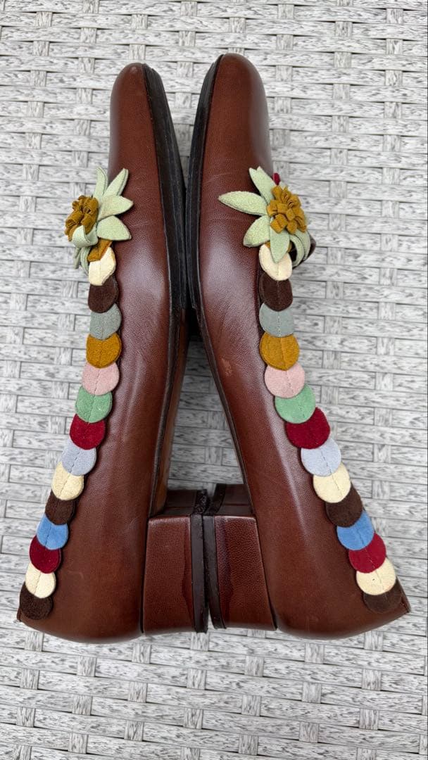 MARNI マルニ パンプス 立体花モチーフ　革靴　36.5 23.5cm 茶