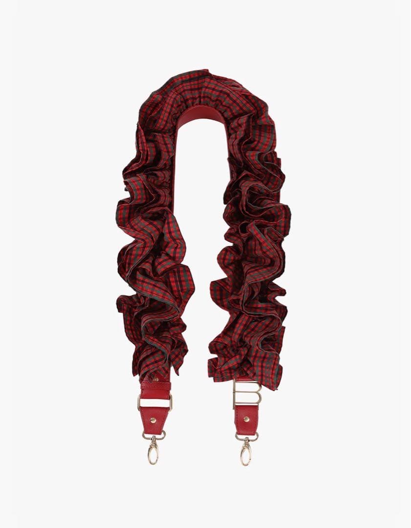 新品】ファミリアBibiyコラボ フリルチェックストラップ&ミニバッグ