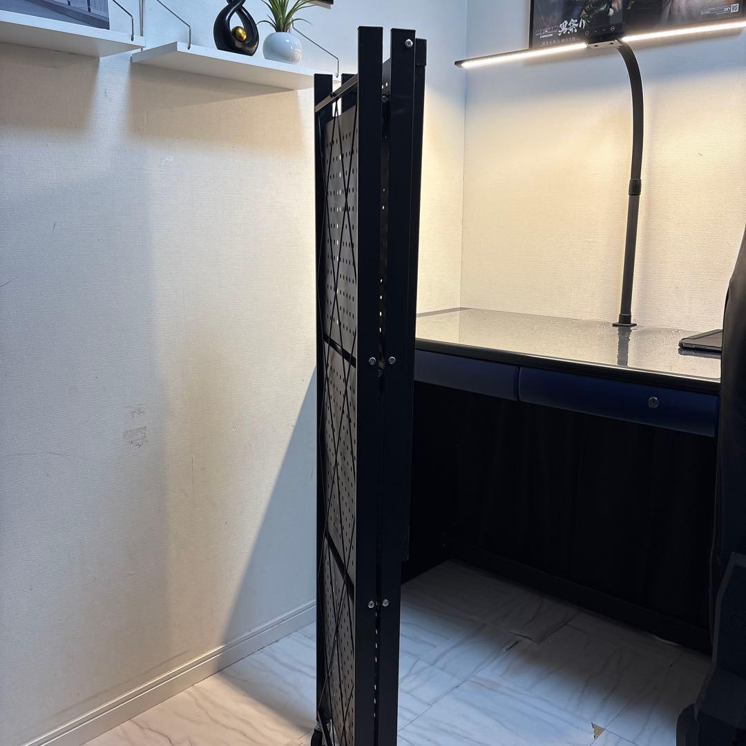 《 美品 》折りたたみラック 黒 キャスター付き 防錆 収納棚